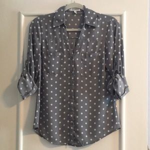 Grey and White Button Up